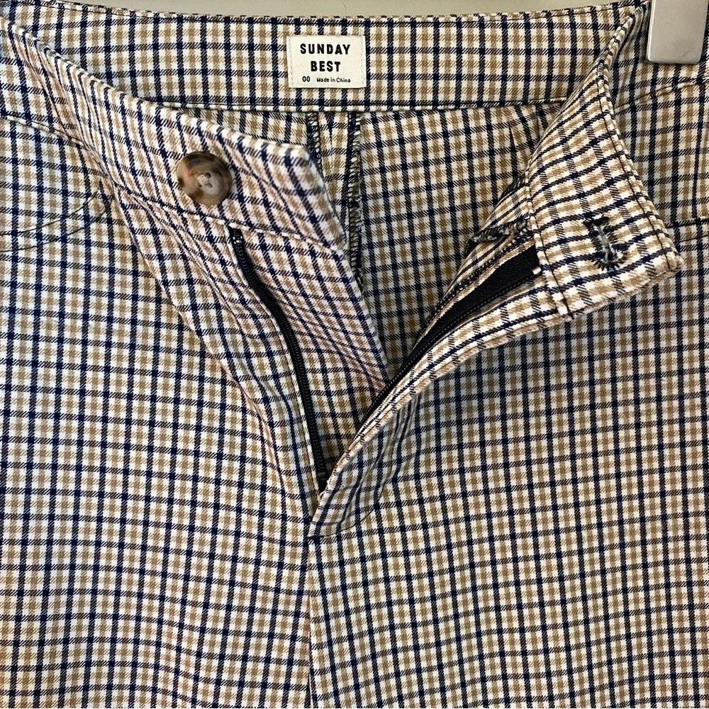 Aritzia Sunday Best Freshman Pant in Black Honey Brown Grid Plaid Size 00 - Picture 11 of 14